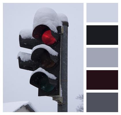 Winter Red Traffic Light Image